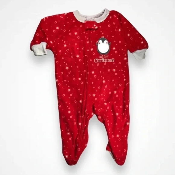 4/$20 Just Born  Fleece First Christmas Footie - Picture 1 of 5